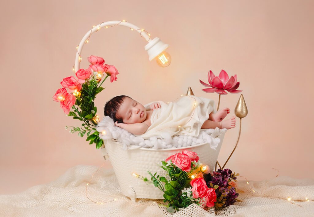 floral fairy lights baby shoot harmu